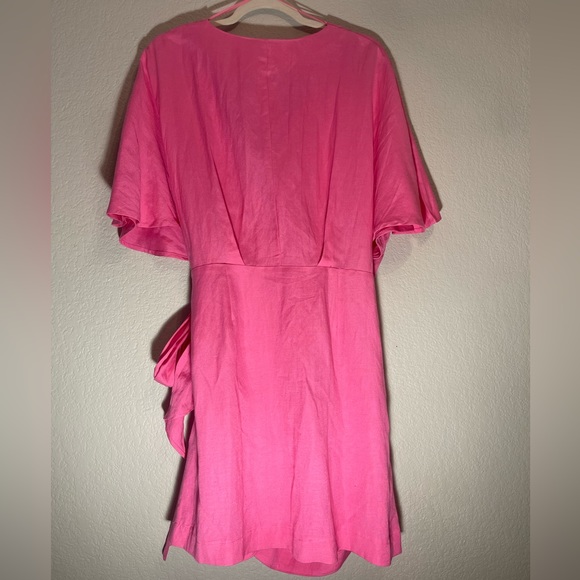 Aaron & Amber Boutique Pink Wrap Dress NWT Linen Large boutique Summer $69 - Picture 7 of 8